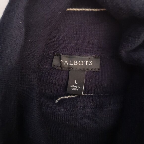 Talbots Ladies Navy with Beige Stripe Lightweight Turtleneck - Picture 7 of 9